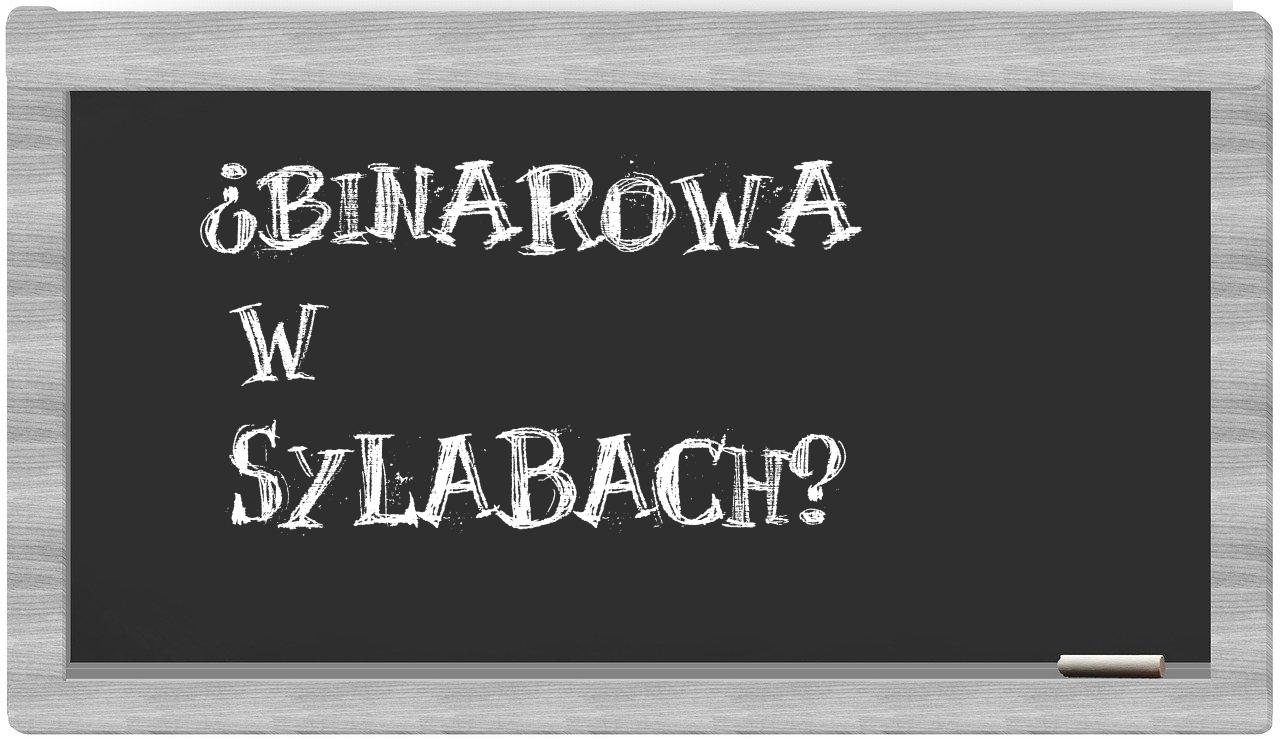 Binarowa in syllables