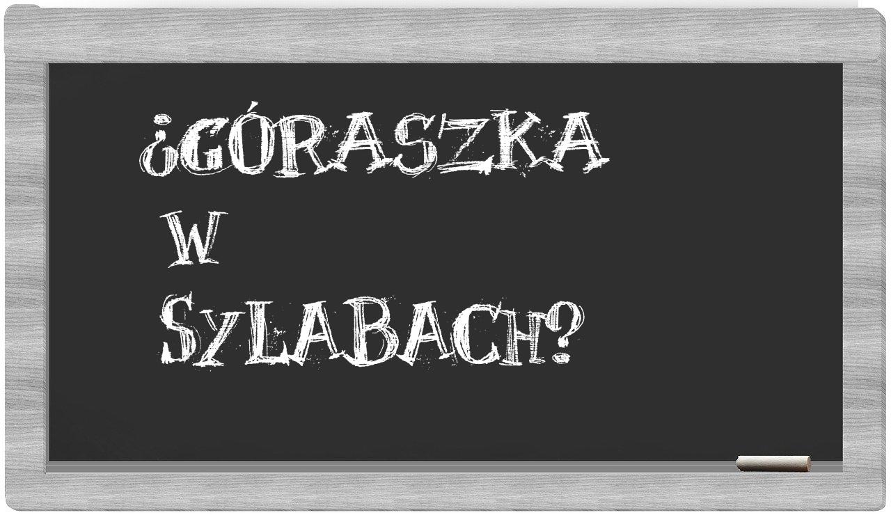Góraszka in syllables