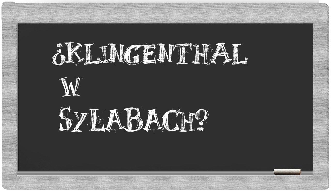 Klingenthal in syllables