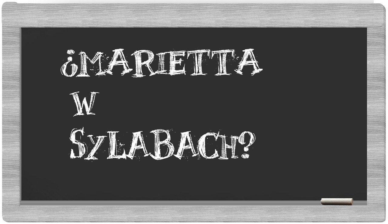 Marietta in syllables