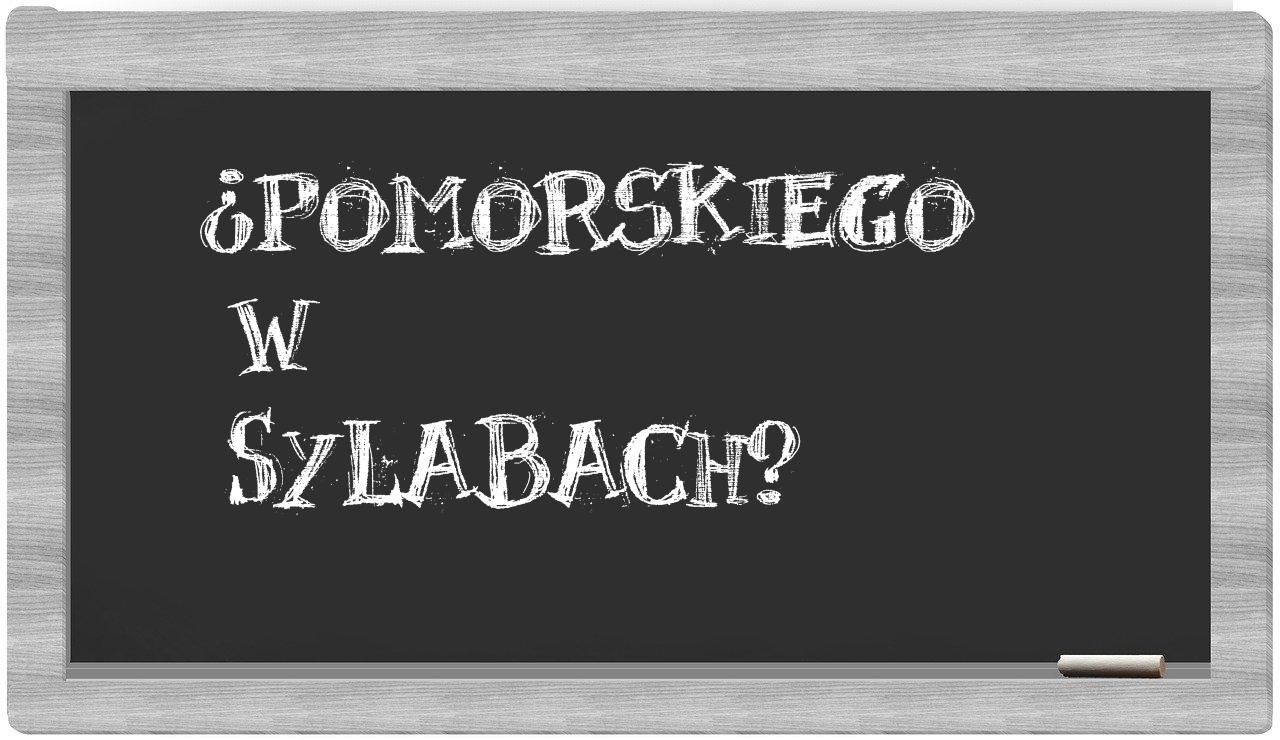 Pomorskiego in syllables