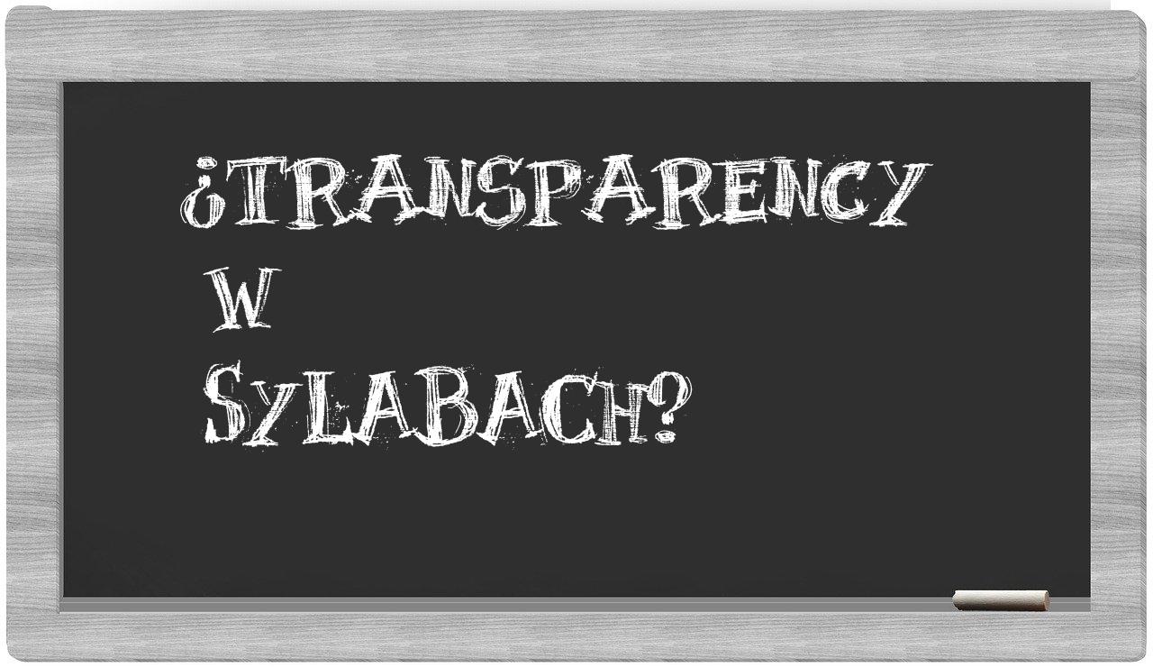 Transparency in syllables