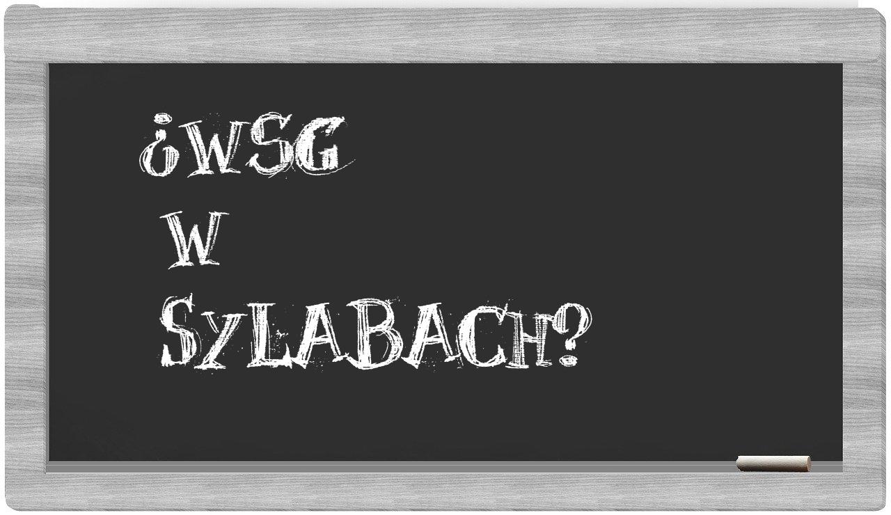 WSG in syllables