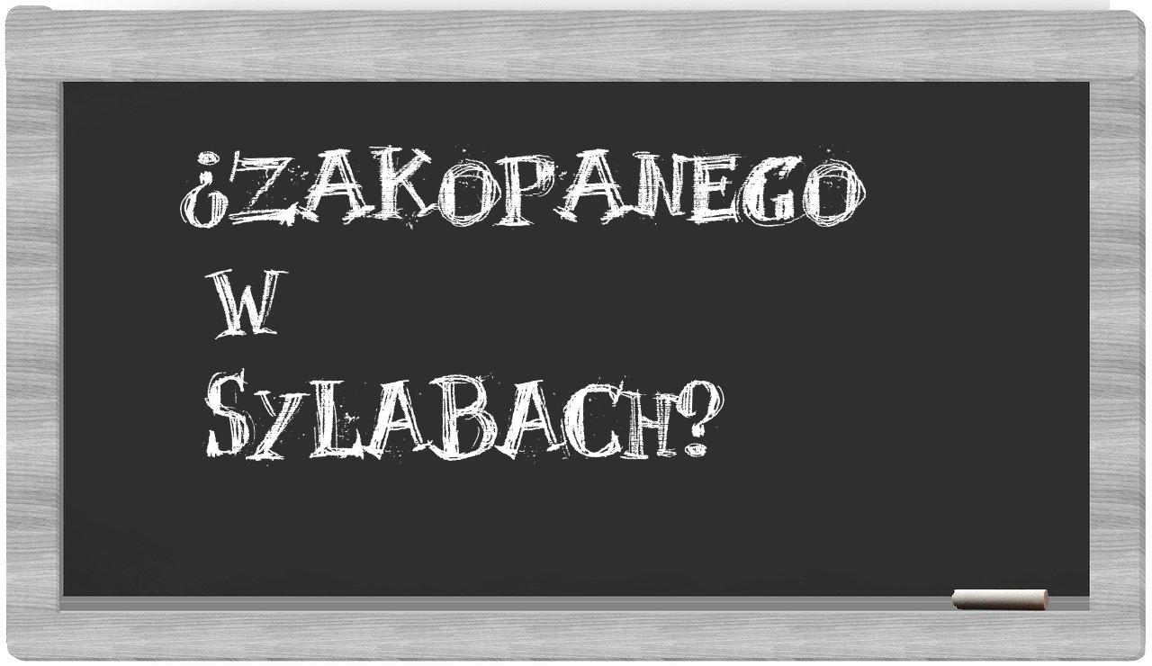 Zakopanego in syllables