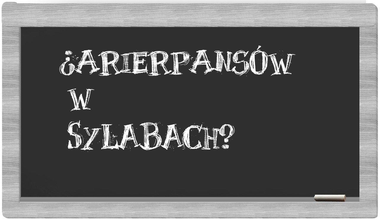arierpansów in syllables