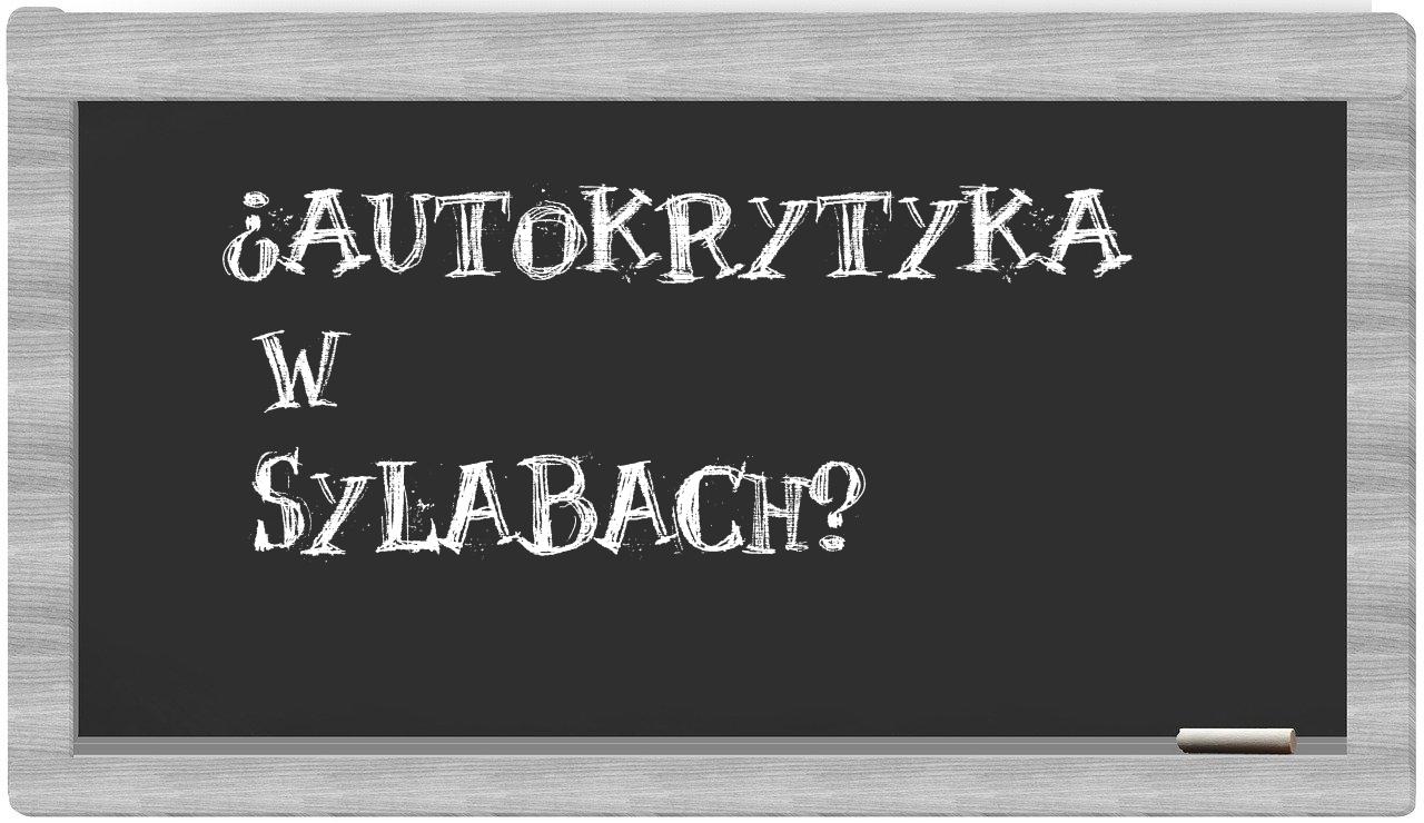 autokrytyka in syllables